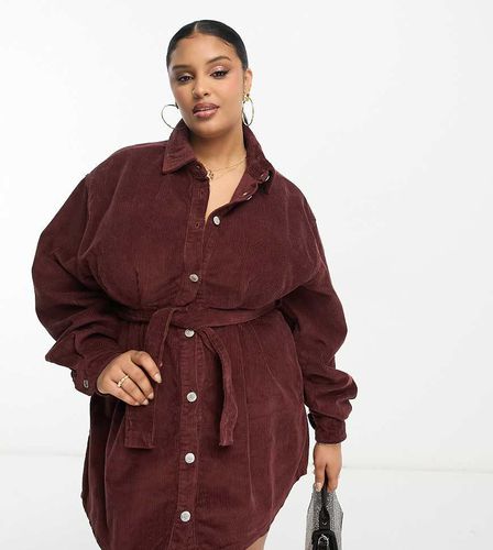 Plus - River - Robe chemise en velours côtelé - Marron chocolat - Don't Think Twice - Modalova