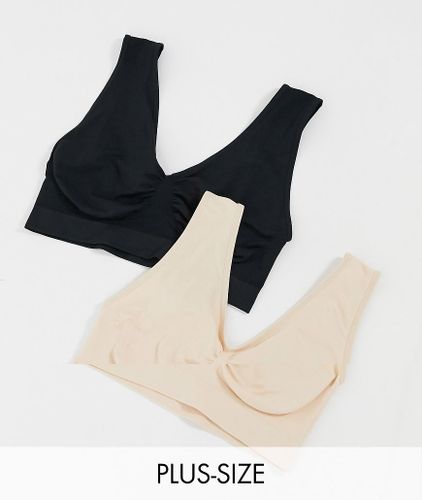 Curve - Lot de 2 soutiens-gorge sans couture - Beige et noir - Dorina - Modalova
