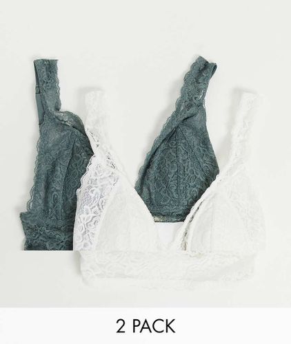 Lana - Lot de 2 brassières légèrement rembourrées style bustier en dentelle - Ivoire et sauge foncé - Dorina - Modalova