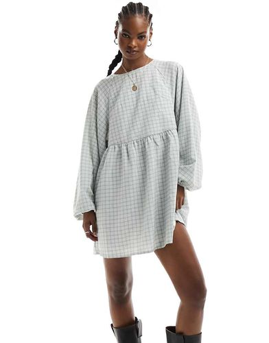 Robe babydoll oversize à manches longues - Carreaux délavé - Daisy Street - Modalova