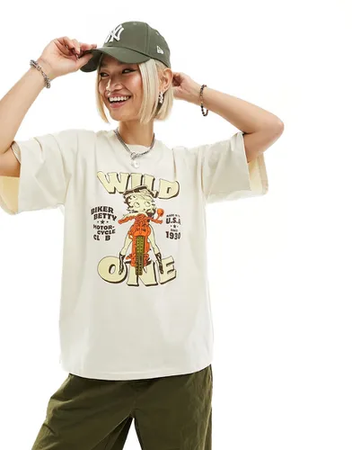 T-shirt oversize avec motif Betty Boop - Taupe - Daisy Street - Modalova