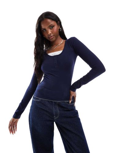 Top double paisseur  manches longues et finitions dentelle - Daisy Street - Modalova