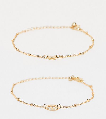 DesignB Curve - Lot de 2 bracelets d'amitié motif papillon - DesignB London Curve - Modalova