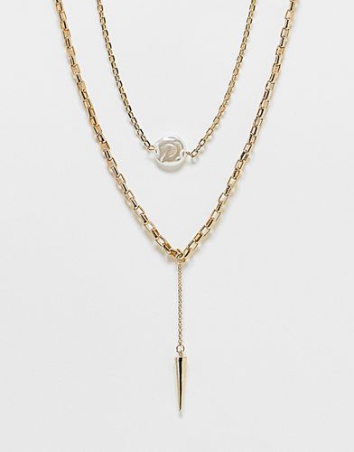 Collier multi-rangs à pendentif et perle - Designb London - Modalova