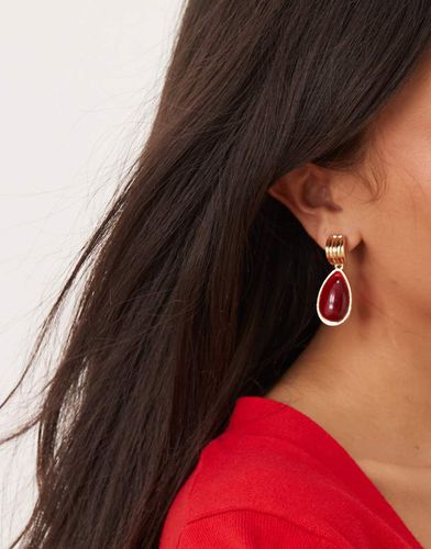 Boucles d'oreilles goutte d'eau en résine rouge - Designb London - Modalova