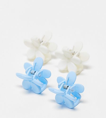 Lot de 4 petites pinces à cheveux motif fleur - Bleu et - Designb London - Modalova