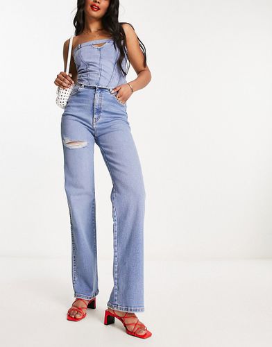 Moxy - Jean droit taille haute déchiré à la cuisse - moyen - Dr Denim - Modalova