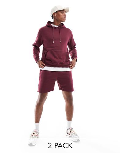 DTT - Ensemble en jersey avec sweat à capuche à enfiler et short - Bordeaux - Don't Think Twice - Modalova