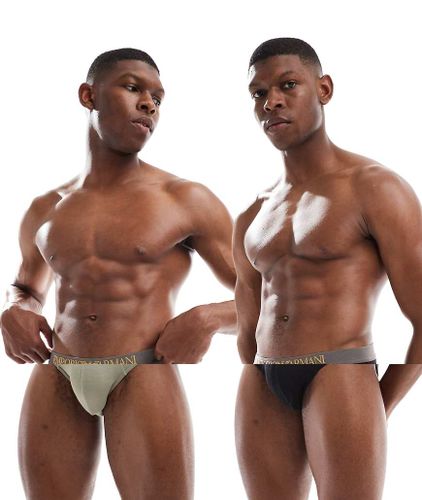 Bodywear - Lot de 2 slips doux en bambou  logo - et beige - Emporio Armani - Modalova