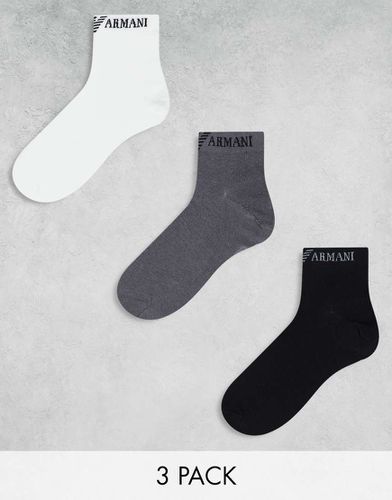 Emporio Armani - Bodywear - Lot de 3 paires de chaussettes - Noir/blanc/gris - Armani Exchange - Modalova