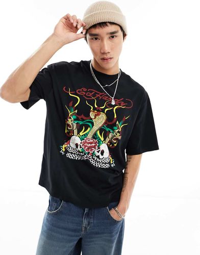 T-shirt oversize délavé avec motif cobra - Ed Hardy - Modalova