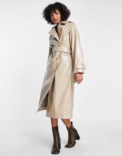 Trench-coat en PU avec ceinture - Beige - Edited - Modalova