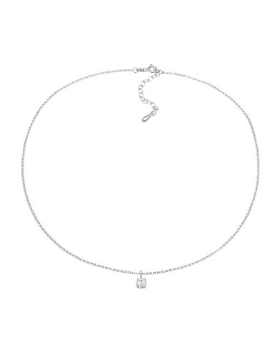 Collier ras de cou basique avec pendentif solitaire orné de zircons en argent massif 925 - Elli - Modalova