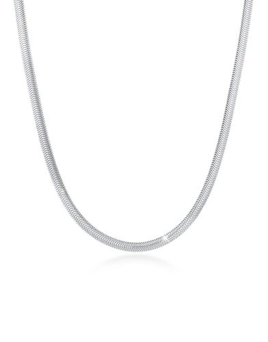 Collier tendance en maille serpentine plate à chevrons en argent massif 925 - Elli - Modalova