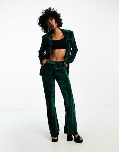 Extro & - Pantalon habillé d'ensemble en velours avec ourlet fendu devant - émeraude - Extro & Vert - Modalova