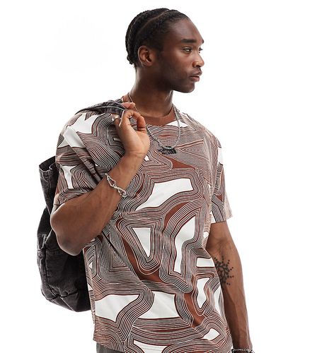 Exclusivité ASOS - - T-shirt épais oversize à imprimé géométrique - Marron - The North Face - Modalova