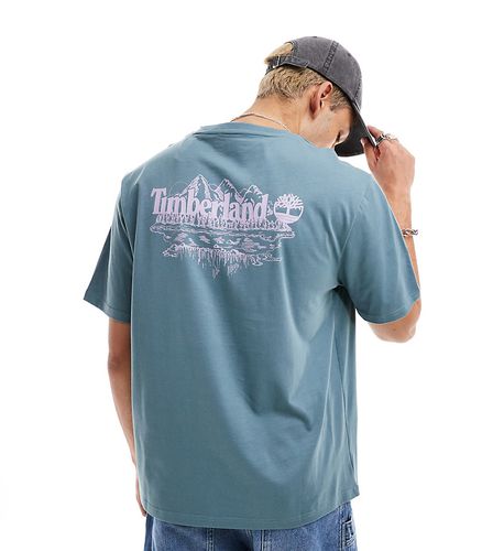 Exclusivité ASOS - - T-shirt oversize avec grand imprimé montagne au dos - Bleu - Timberland - Modalova