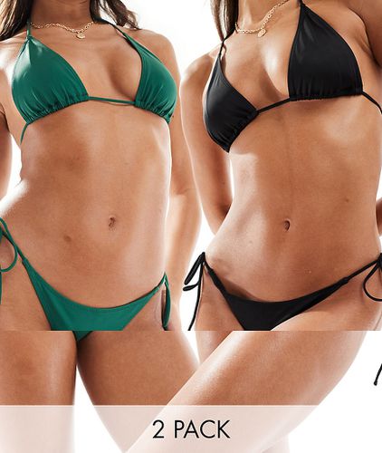 Exclusivité ASOS - - River - Lot de 2 bas de bikini noués sur les côtés - /vert - Weekday - Modalova