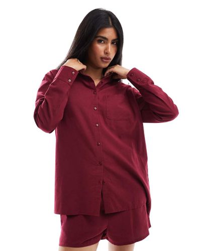 Exclusivité - Chemise d'ensemble de plage oversize à manches longues - Cerise - Esmée - Modalova