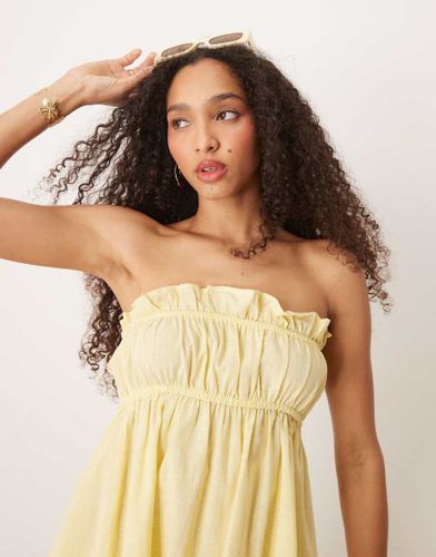 Exclusivit - Top bandeau fronc en aspect lin - beurre - Esme - Modalova