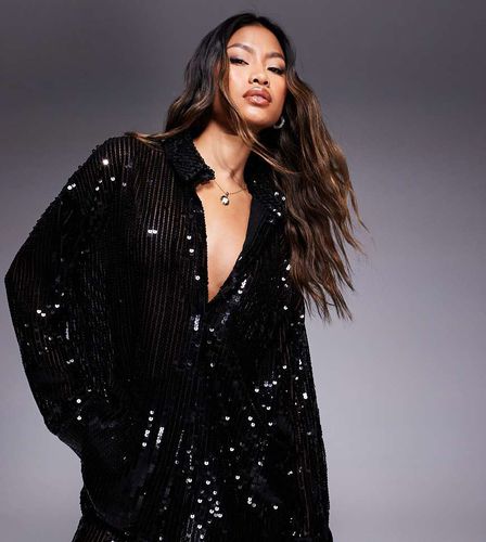 Exclusivité - Chemise d'ensemble oversize de qualité supérieure avec sequins sur l'ensemble - Kaiia - Modalova