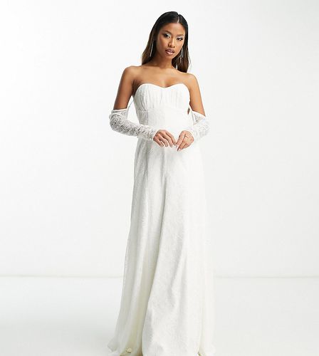 Exclusivité - Robe longue de mariée en dentelle à épaules dénudées - Ivoire - Forever New - Modalova