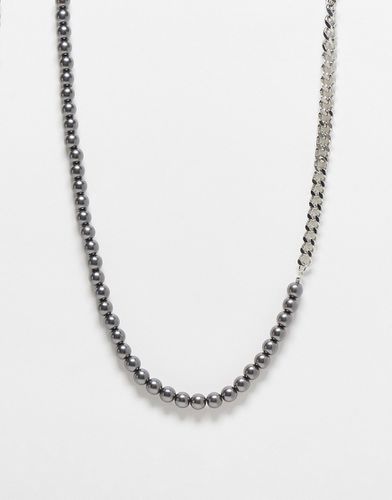 Collier avec perles grises et chaîne - Faded Future - Modalova