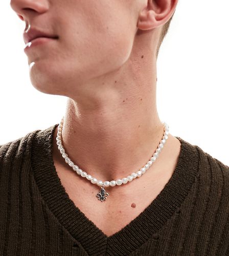 Collier de perles avec pendentif fleur - Blanc - Faded Future - Modalova