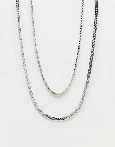 Lot de 2 colliers avec chaîne serpent plate et chaîne à maille vénitienne - Faded Future - Modalova