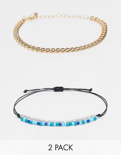 Lot de 2 bracelets chaîne et macramé à perles - Faded Future - Modalova