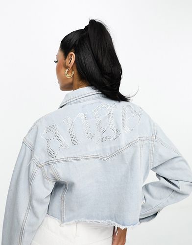 Veste en jean courte avec inscription Angel à strass - Fae - Modalova