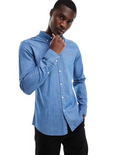 Brewer - Chemise ajustée en denim à manches longues - Farah - Modalova