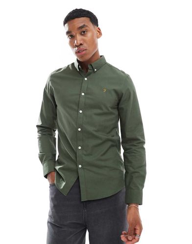 Brewer - Chemise Oxford ajustée à manches longues - Vert forêt - Farah - Modalova