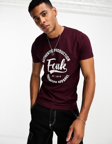 FCUK - T-shirt à imprimé Authentic - Bordeaux - French Connection - Modalova