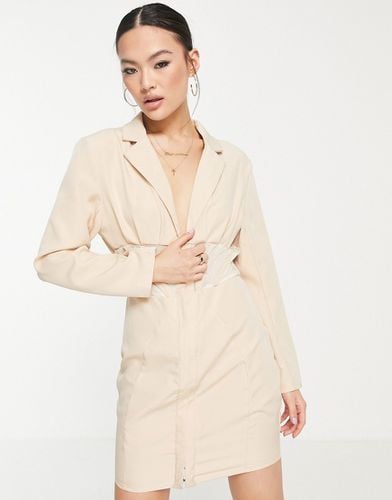 Robe blazer à détail corset - Beige - Femme Luxe - Modalova