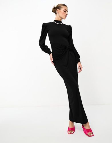 Robe longue à col montant avec détail froncé - Flounce London - Modalova