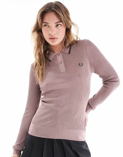 Chemise en maille côtelée à manches longues - Vieux - Fred Perry - Modalova