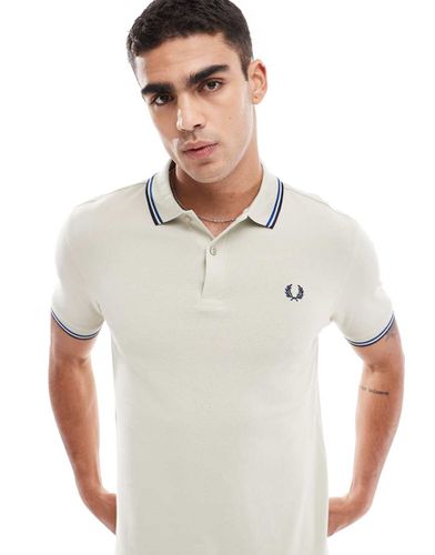 Polo à double liseré - Écru et bleu - Fred Perry - Modalova