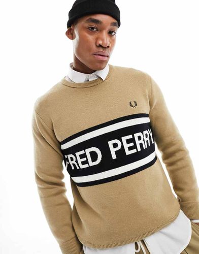 Pull à grand logo - Beige - Fred Perry - Modalova