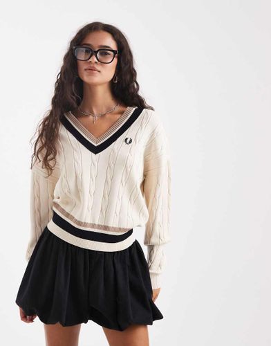 Pull en maille torsade - Fred Perry - Modalova