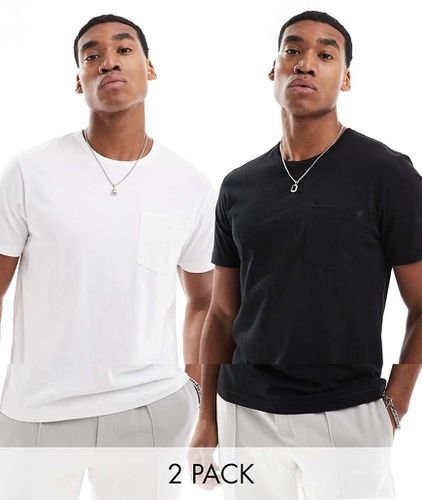 French Connection - Lot de 2 t-shirts classiques avec poche - Noir et blanc - French Connection Mens - Modalova