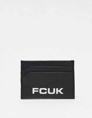 Porte-cartes en cuir avec grand logo FCUK - Noir - French Connection - Modalova