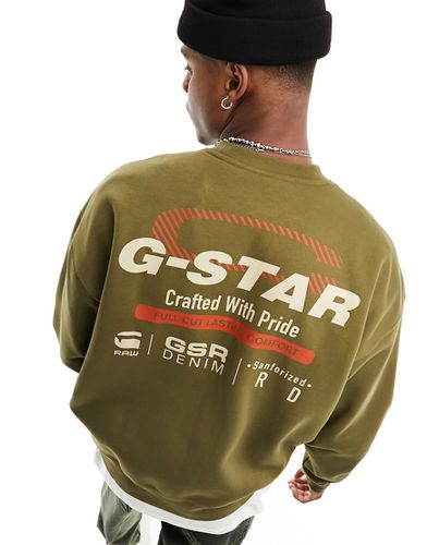 G-Star - Old Skool - Sweat-shirt ras de cou oversize - Olive foncé - Gstar - Modalova