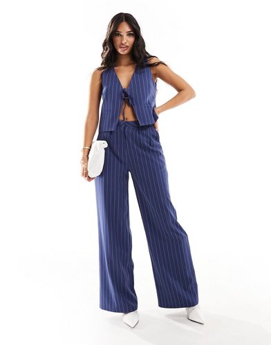 Pantalon d'ensemble ample et ajusté à fines rayures - Bleu - Kaiia - Modalova