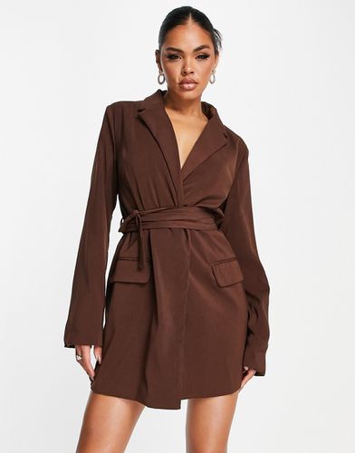 Robe blazer style portefeuille - Chocolat - Kaiia - Modalova