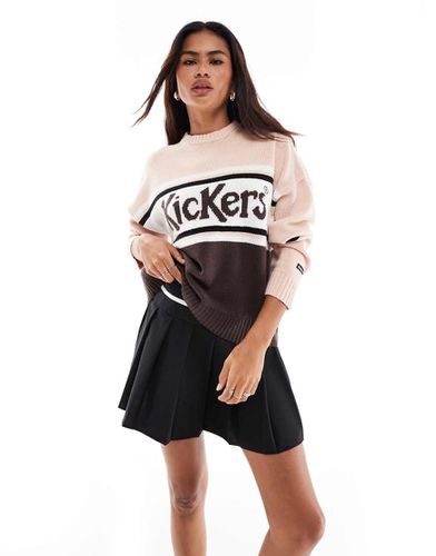 Pull décontracté en maille avec logo et rayures - et marron - Kickers - Modalova