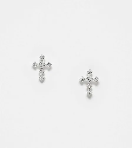 Boucles d'oreilles croix en argent massif ornées de pierres - Kingsley Ryan - Modalova