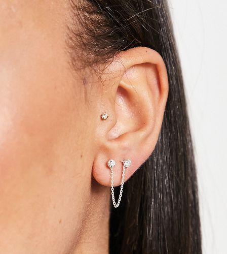Boucles d'oreilles en argent massif ornées de cristaux et d'une chaîne - Kingsley Ryan - Modalova