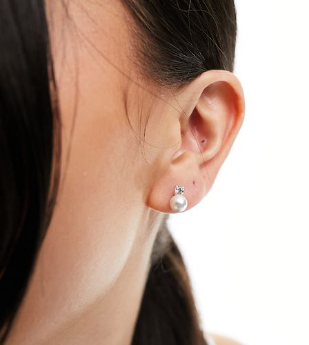 Boucles d'oreilles en argent massif avec perle et strass - Kingsley Ryan - Modalova