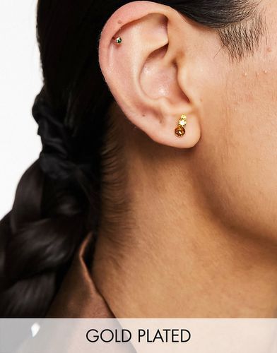 Boucles d'oreilles en plaqué or avec pendentif cristaux - Kingsley Ryan - Modalova